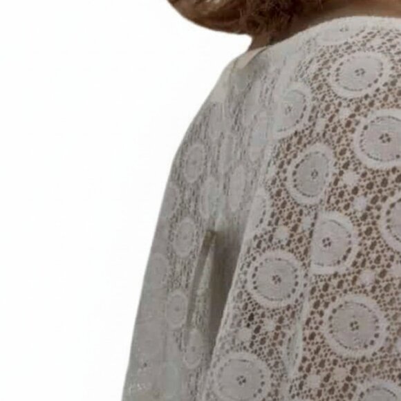 NWT Fig & Flower Anthropologie White Lace & Embroidered Peasant Hippie Blouse 3X - Picture 5 of 8